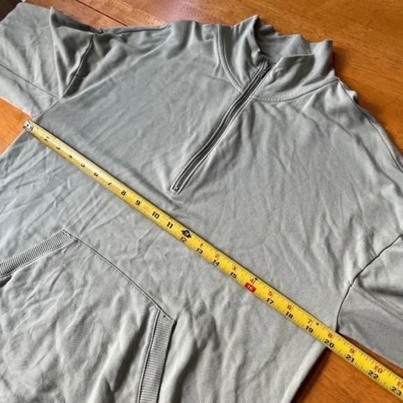 Banana Republic M Sage Baby Terry Zip Sweatshirt Fleece Pocket Sweater Stretch - Picture 11 of 11